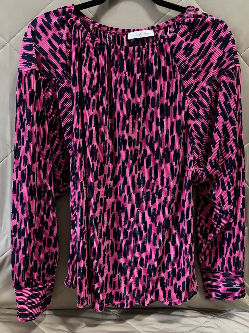 Ces Femme Hot Pink and Black Patterned Blouse